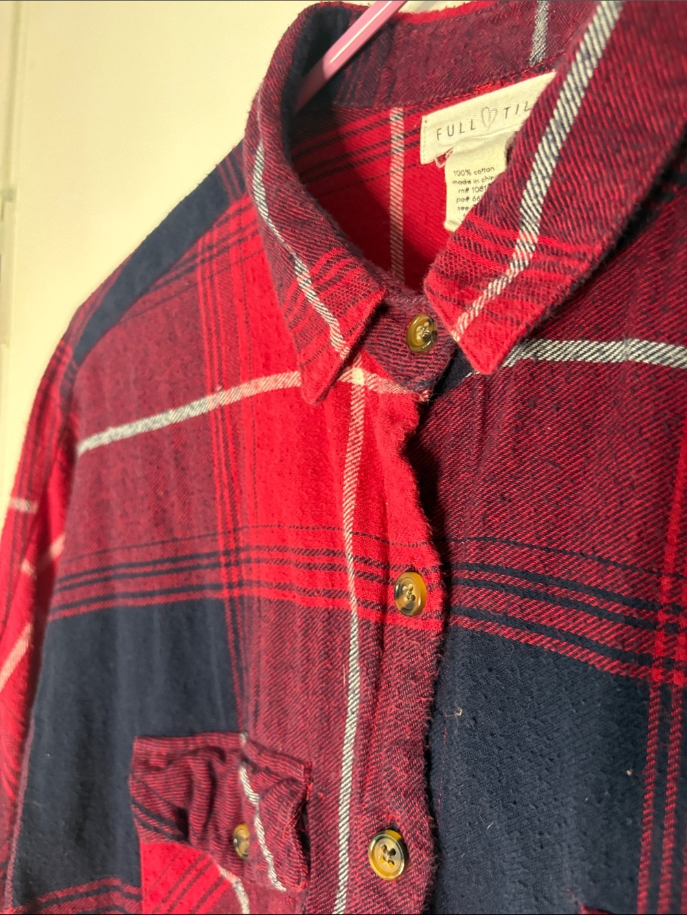 Full Tilt Red and Black Plaid Button-Down Shirt - Picture 2 of 3